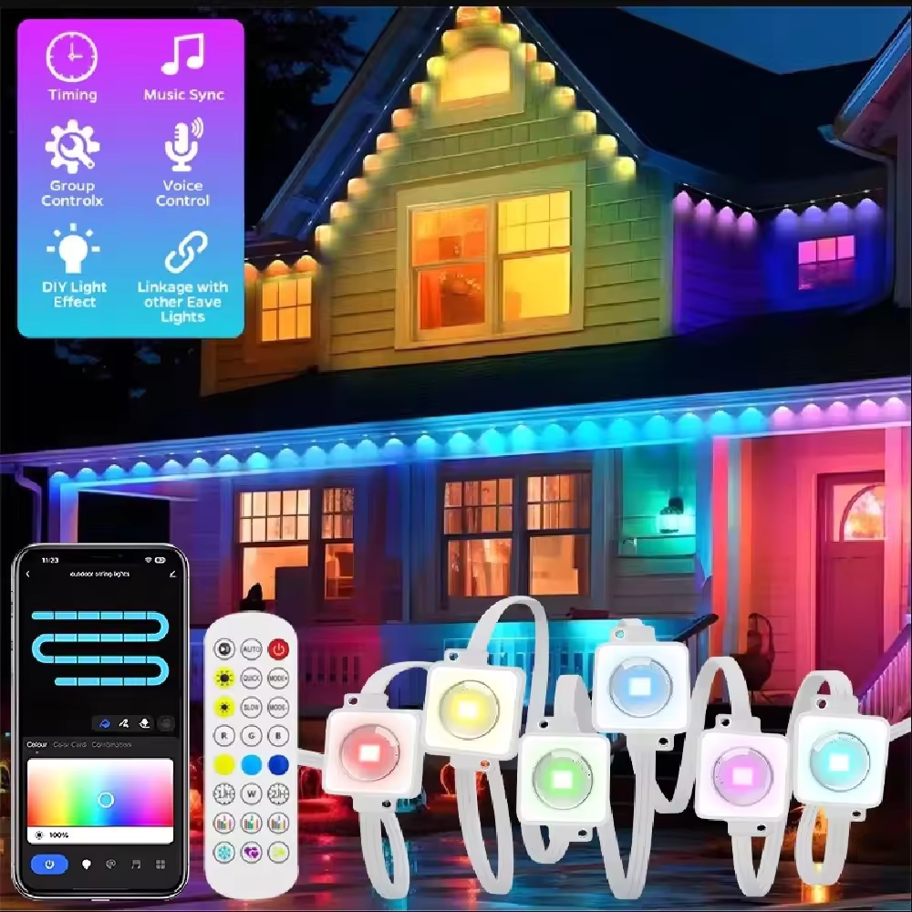 Smart Garden Outdoor - Luci per Grondaie Intelligenti RGBIC 15M/30M/45M/60M/90M