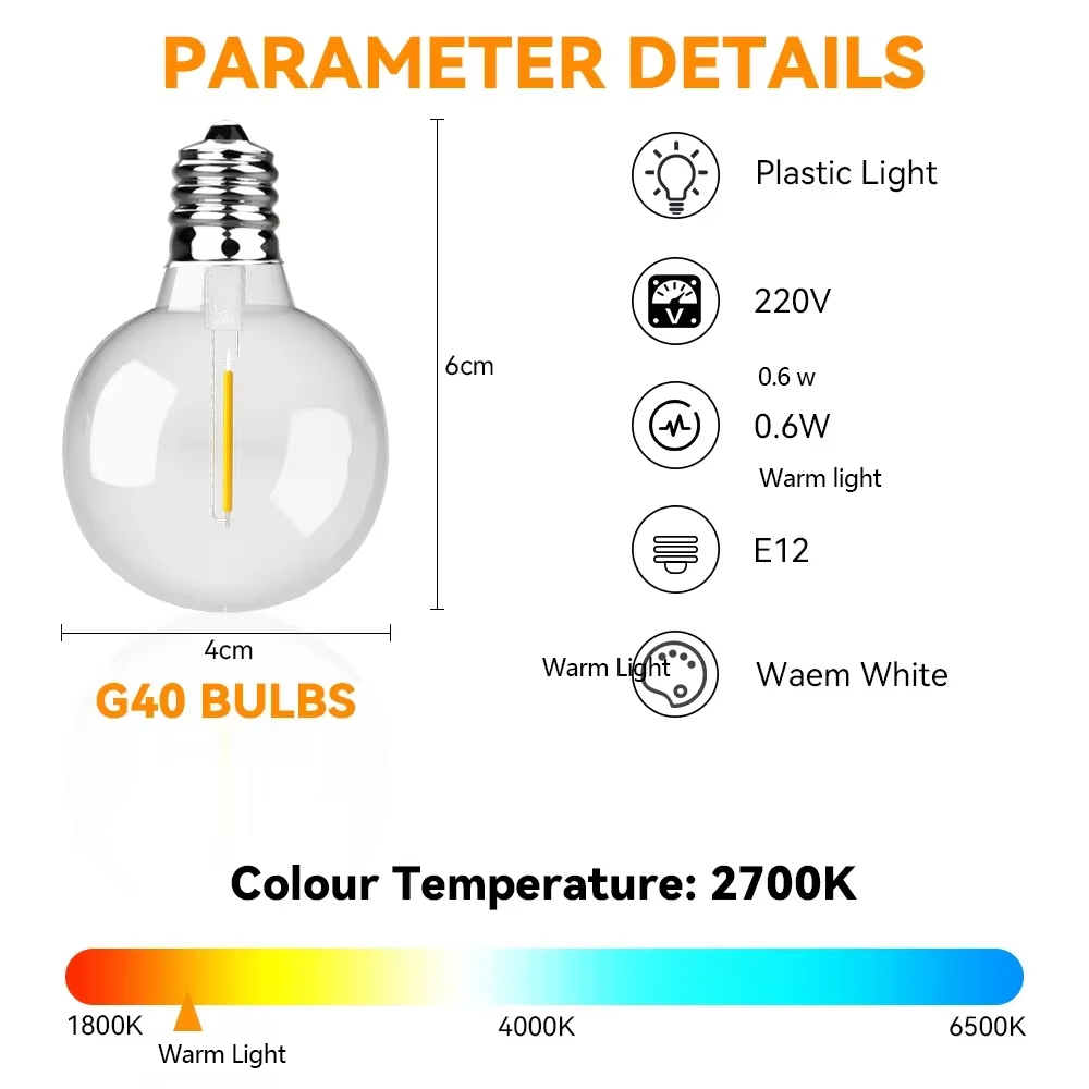 30M 15M Fata String Light G40  - Smart Garden Furniture recensione e prezzo